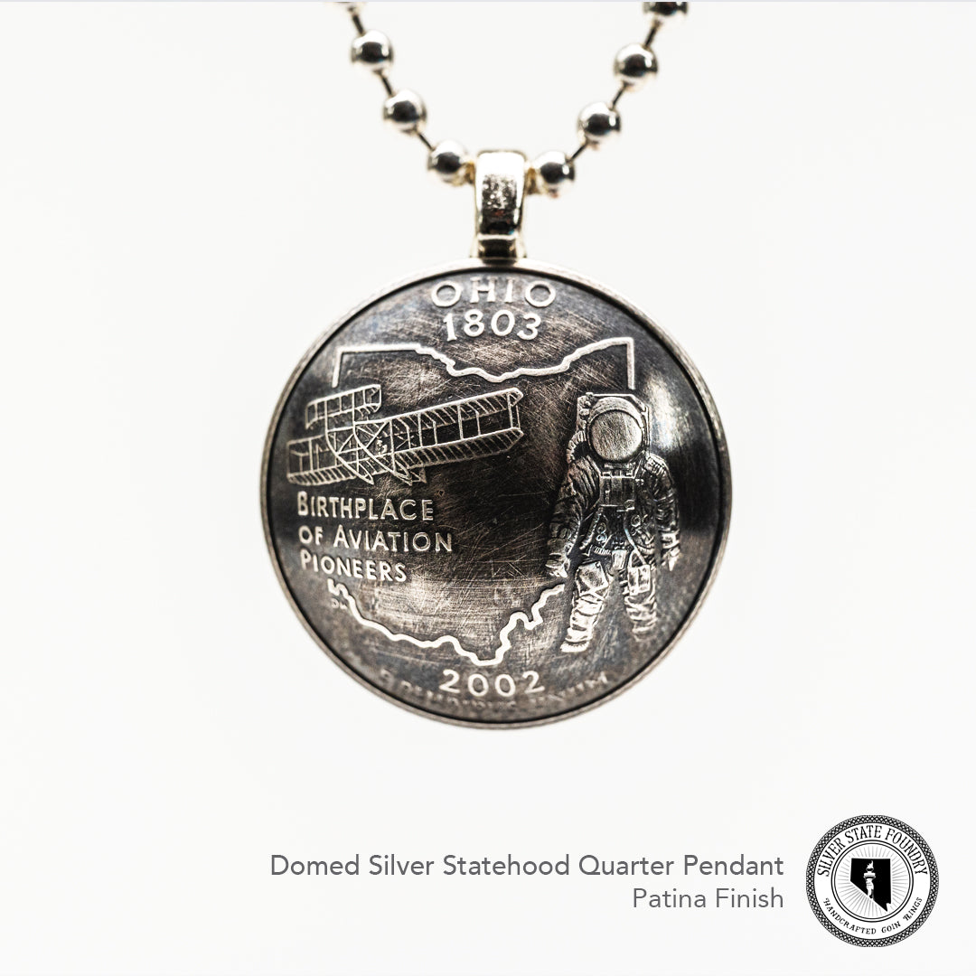 Silver Statehood Domed Quarter Pendants