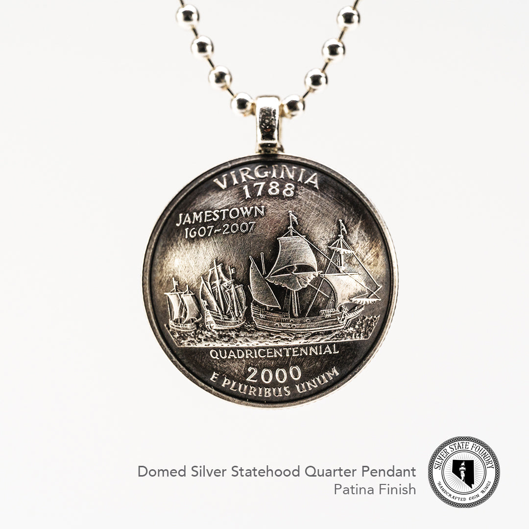 Silver Statehood Domed Quarter Pendants