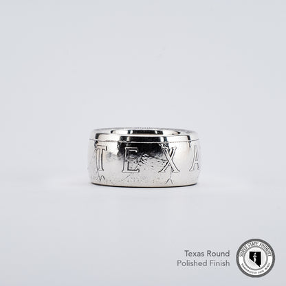 Texas Round Silver Coin Ring