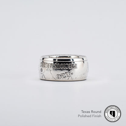 Texas Round Silver Coin Ring