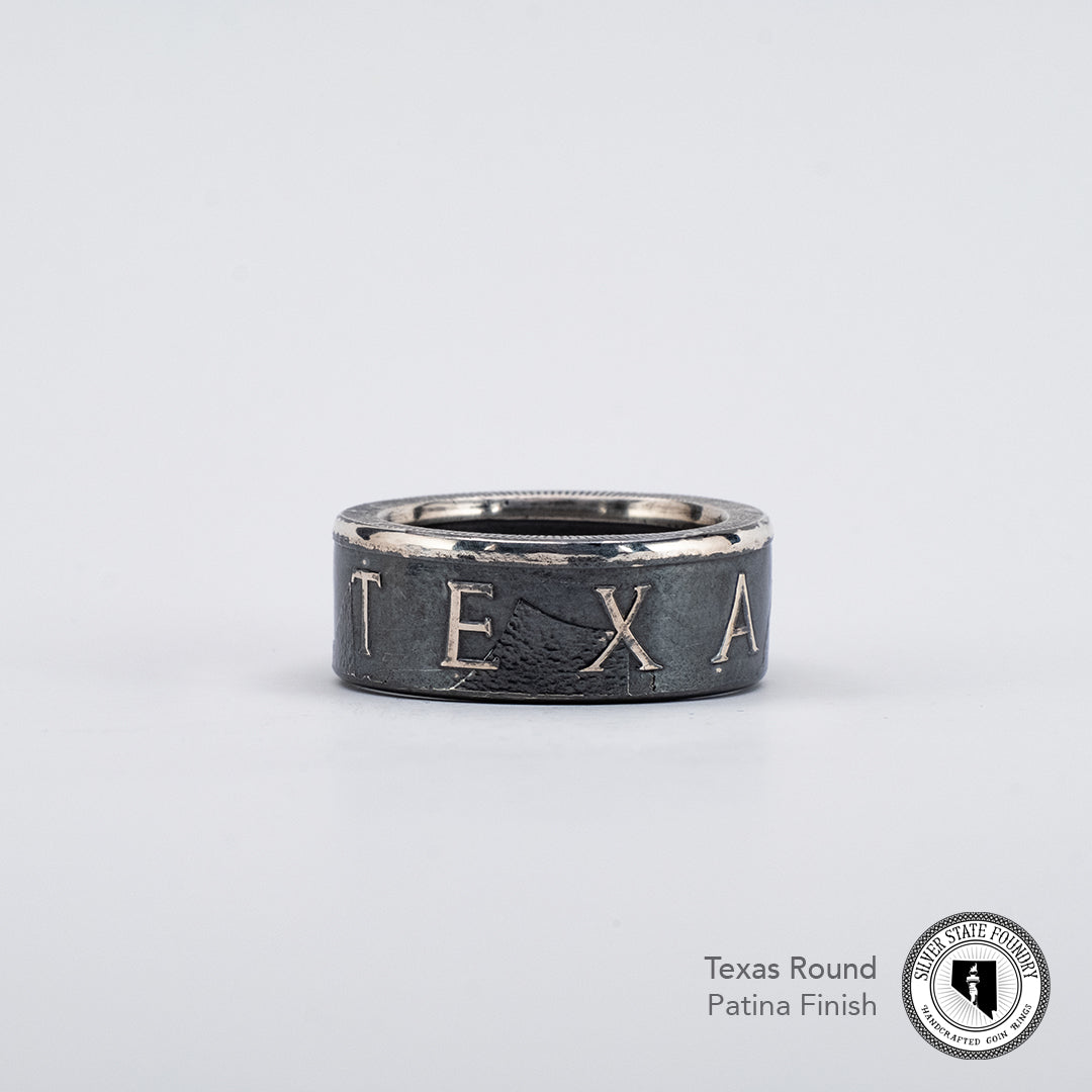 Texas Round Silver Coin Ring