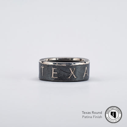 Texas Round Silver Coin Ring