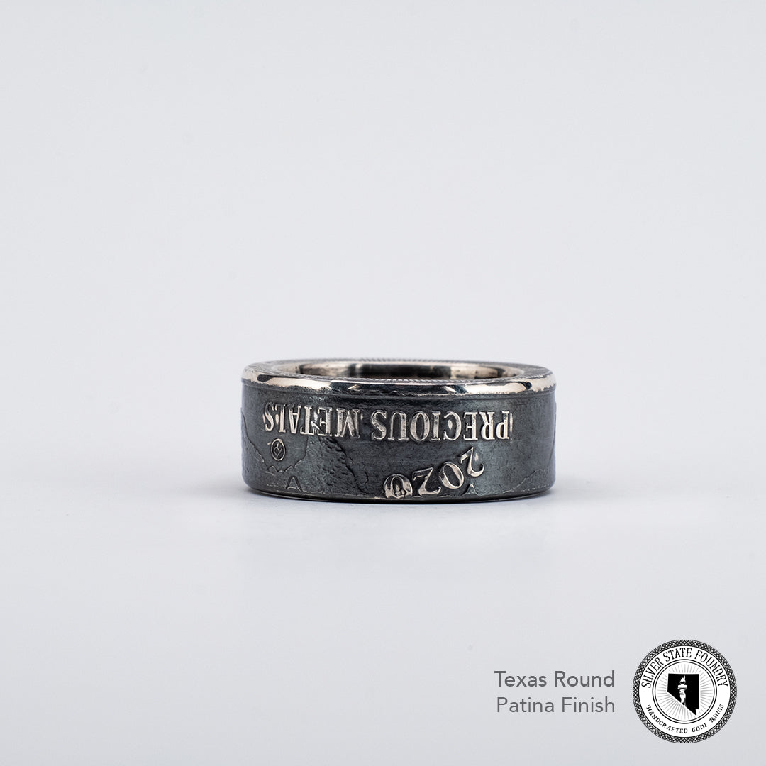 Texas Round Silver Coin Ring