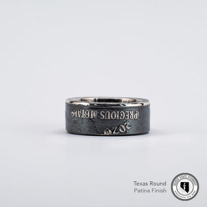 Texas Round Silver Coin Ring