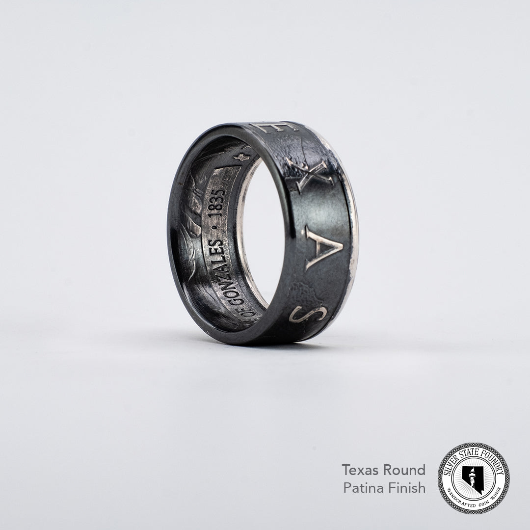 Texas Round Silver Coin Ring