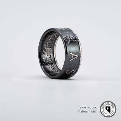 Texas Round Silver Coin Ring