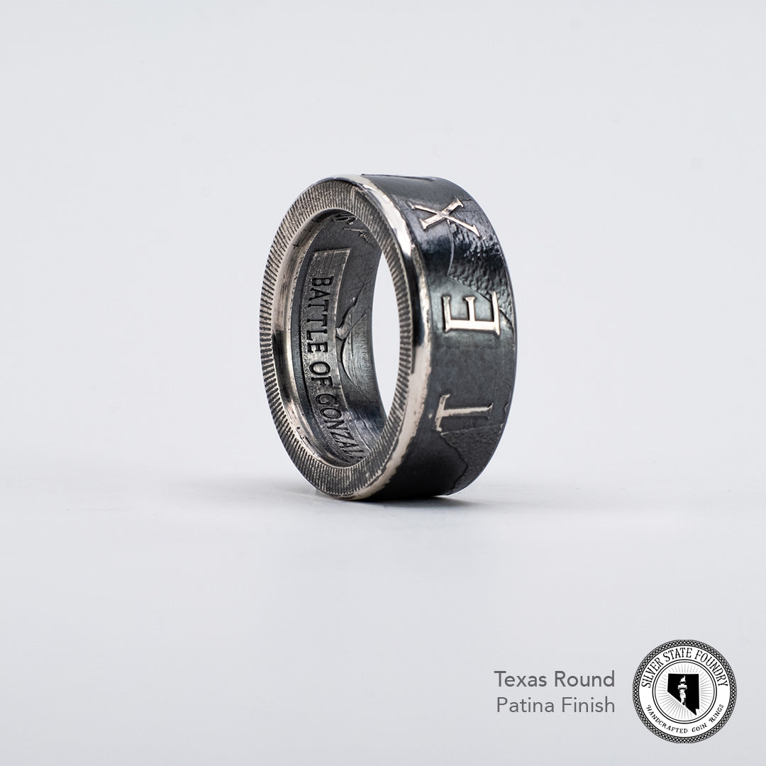 Texas Round Silver Coin Ring