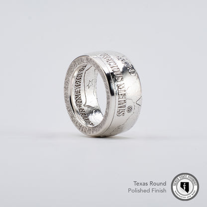 Texas Round Silver Coin Ring