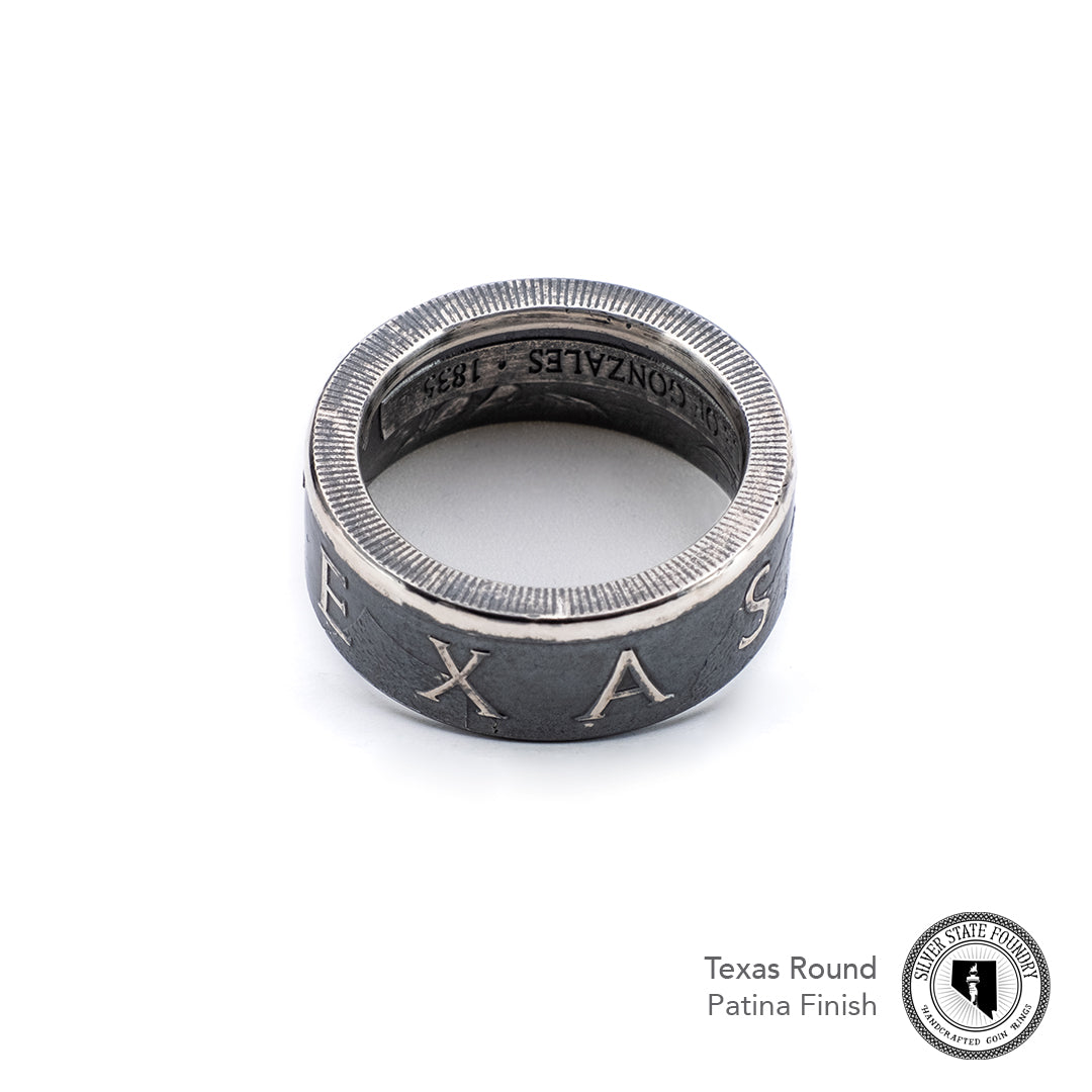 Texas Round Silver Coin Ring