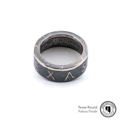 Texas Round Silver Coin Ring