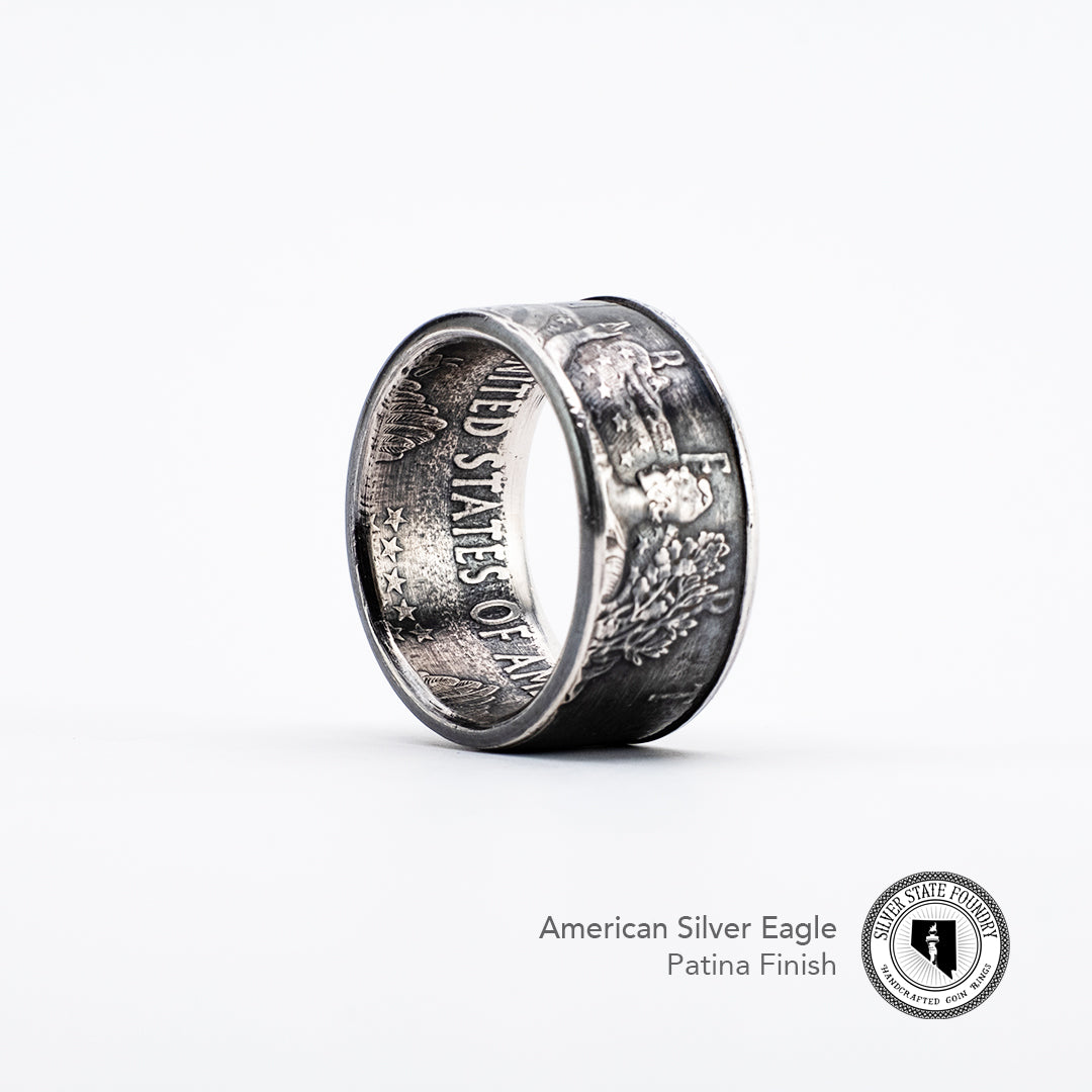 American Silver Eagle Coin Ring – Hand-Forged from a 1 oz U.S. Silver Coin