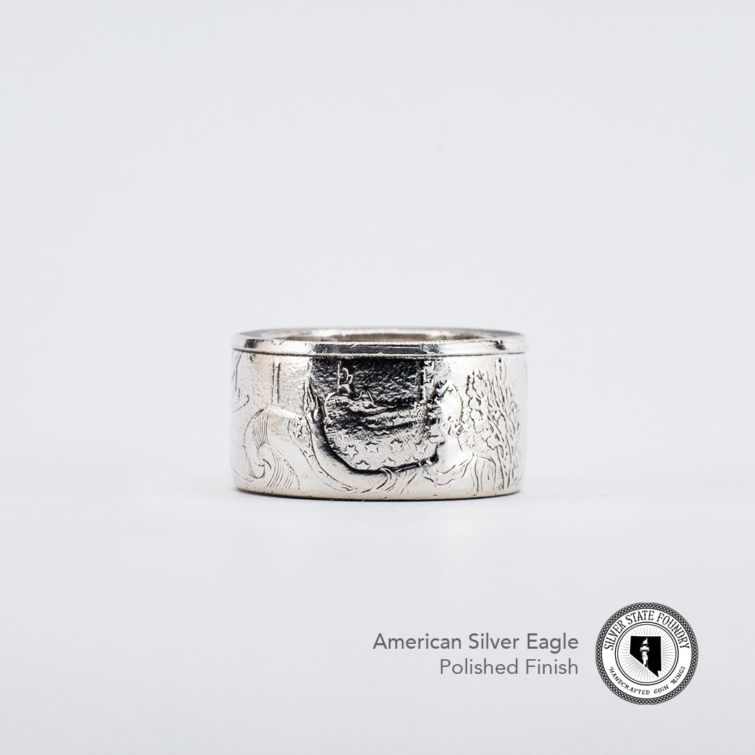 American Silver Eagle Coin Ring – Hand-Forged from a 1 oz U.S. Silver Coin