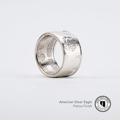American Silver Eagle Coin Ring – Hand-Forged from a 1 oz U.S. Silver Coin