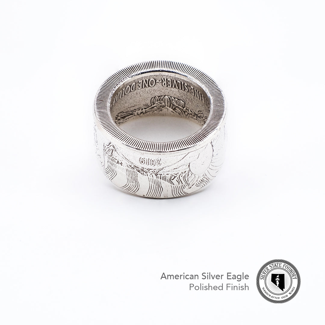 American Silver Eagle Coin Ring – Hand-Forged from a 1 oz U.S. Silver Coin