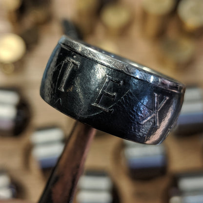 Texas Round Silver Coin Ring