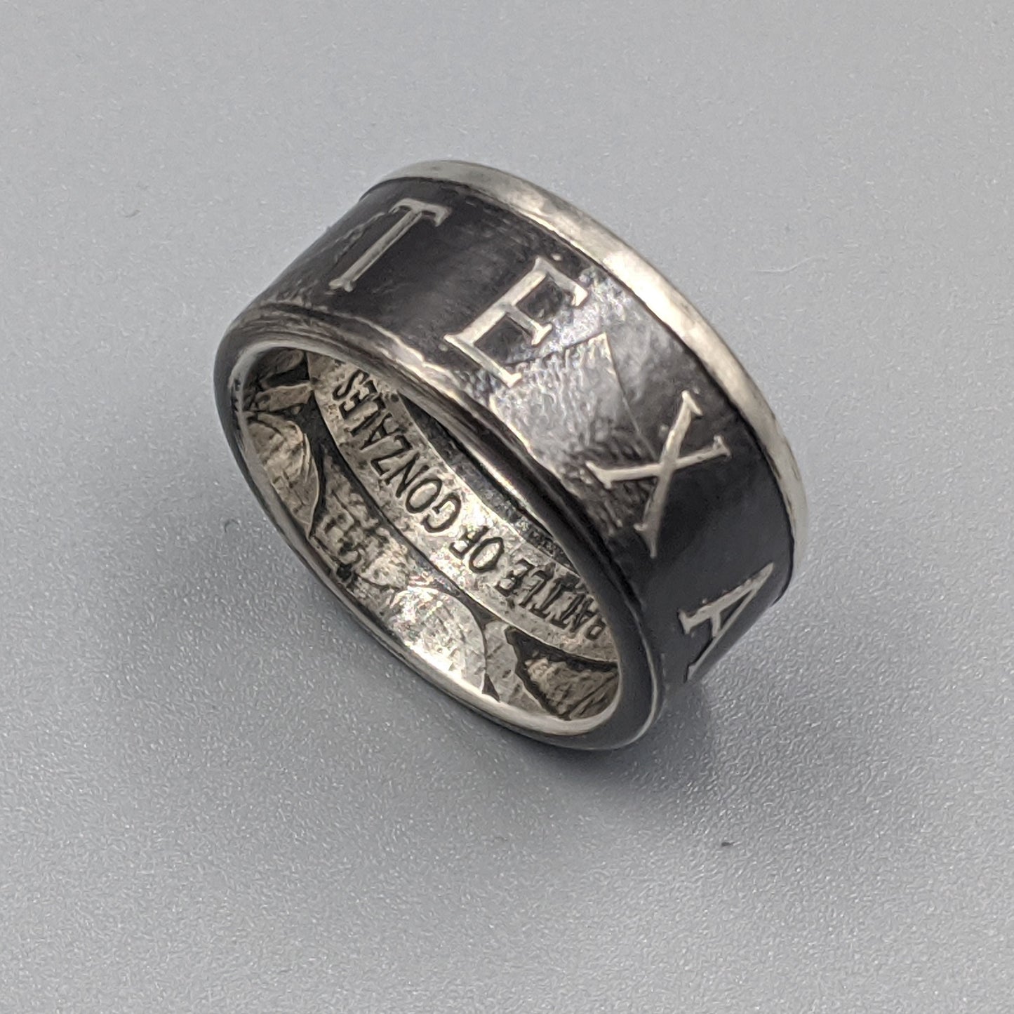 Texas Round Silver Coin Ring