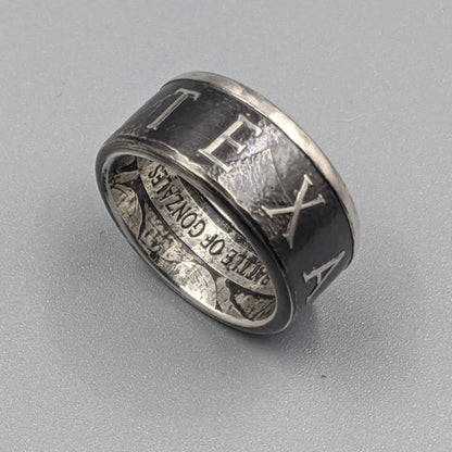 Texas Round Silver Coin Ring