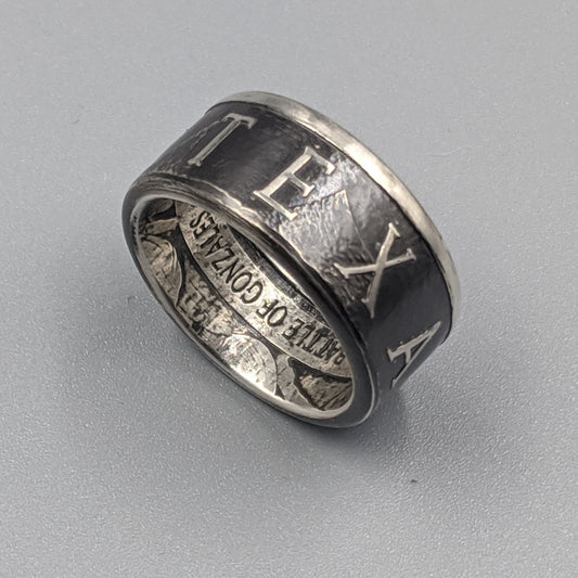 Texas Round Silver Coin Ring