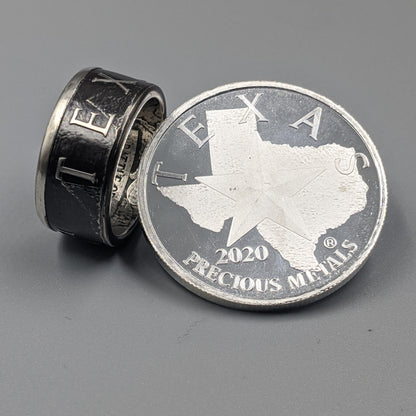 Texas Round Silver Coin Ring