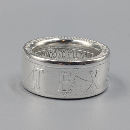 Texas Round Silver Coin Ring