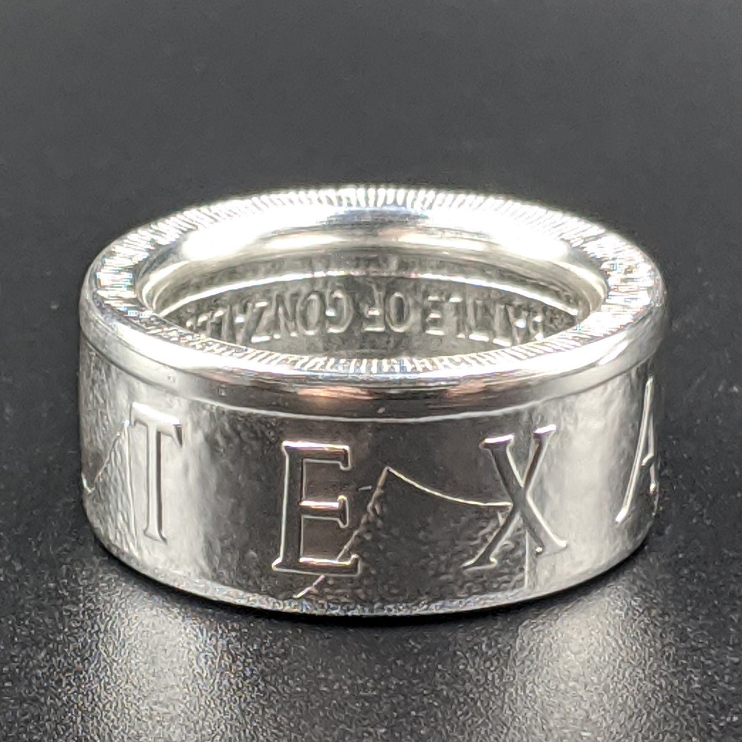 Texas Round Silver Coin Ring