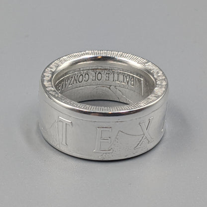 Texas Round Silver Coin Ring