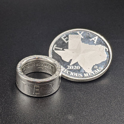 Texas Round Silver Coin Ring