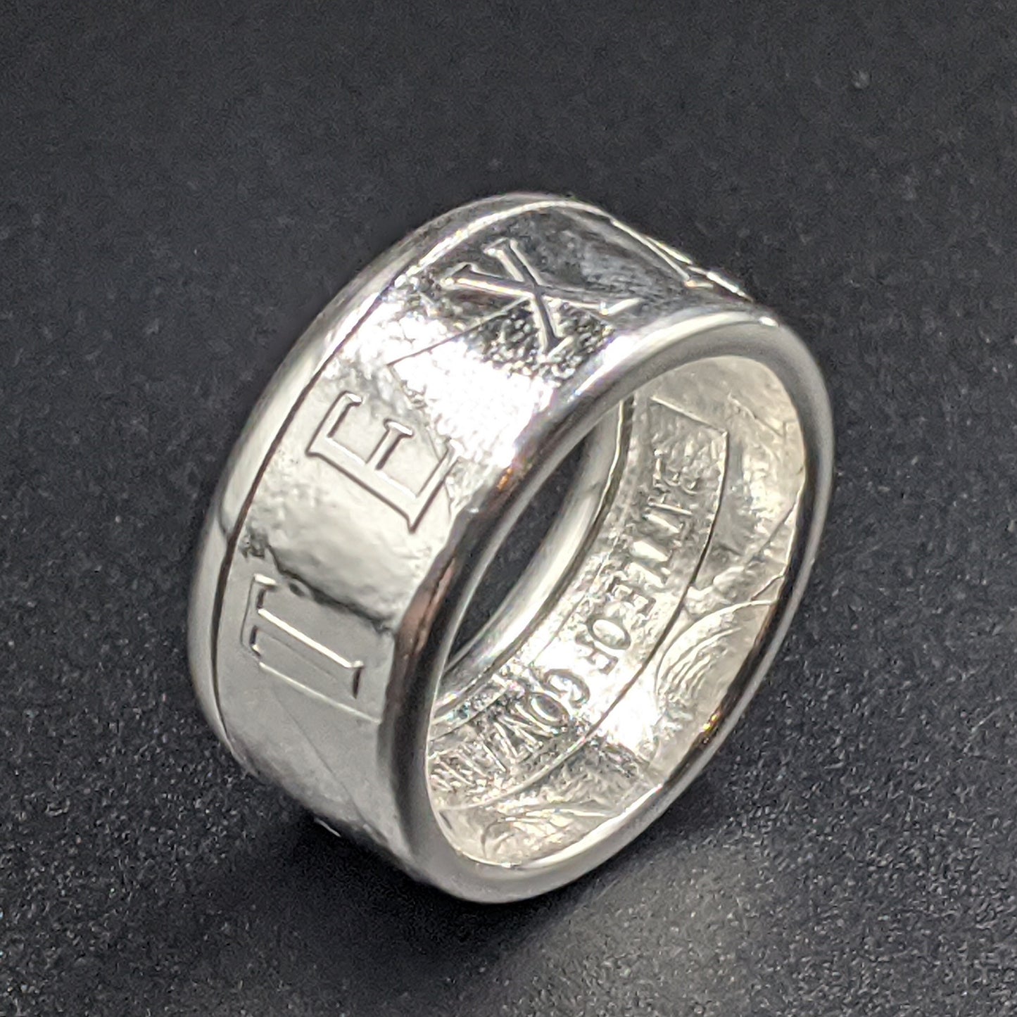 Texas Round Silver Coin Ring