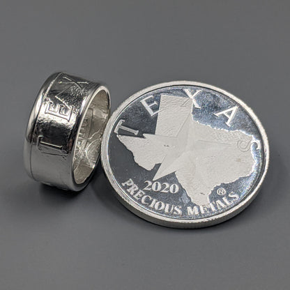 Texas Round Silver Coin Ring