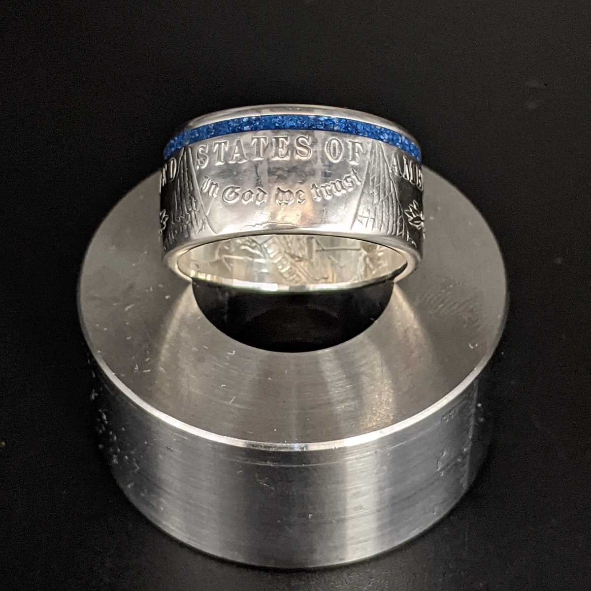 The Thin Blue Line Morgan Silver Dollar Coin Ring from Silver State Foundry