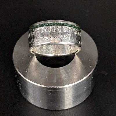 Thin Green Line Morgan Silver Dollar Coin Ring from Silver State Foundry