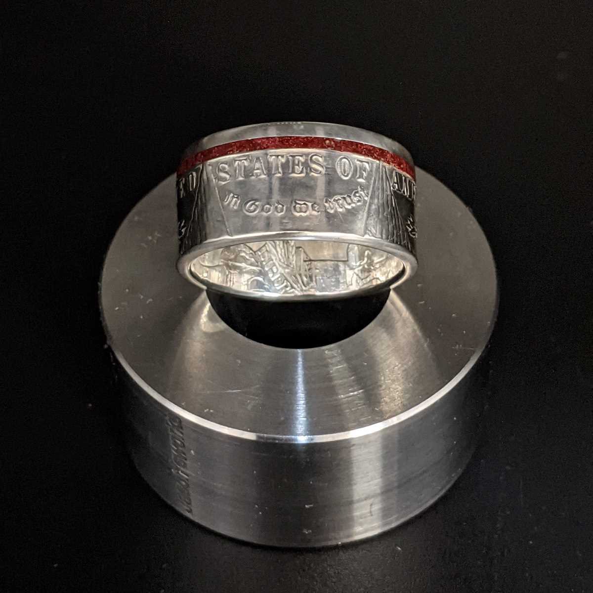The Thin Red Line Morgan Silver Dollar Coin Ring from Silver State Foundry