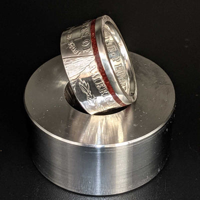 Left Side of the Thin Red Line Morgan Silver Dollar Coin Ring from Silver State Foundry