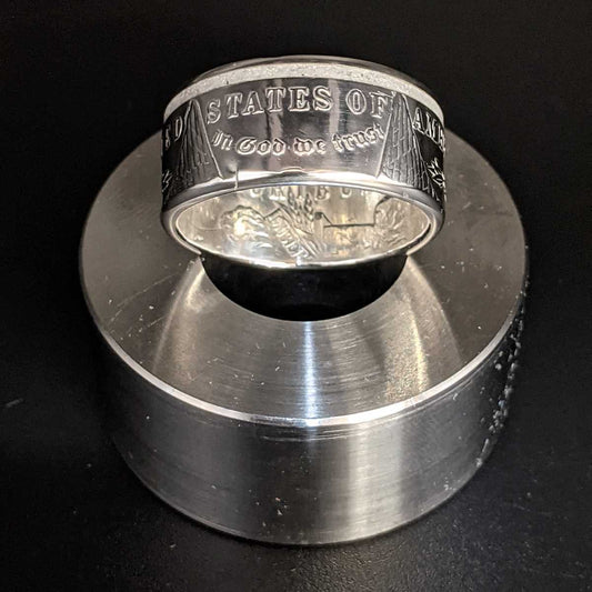 Thin White Line Morgan Silver Dollar Coin Ring from Silver State Foundry