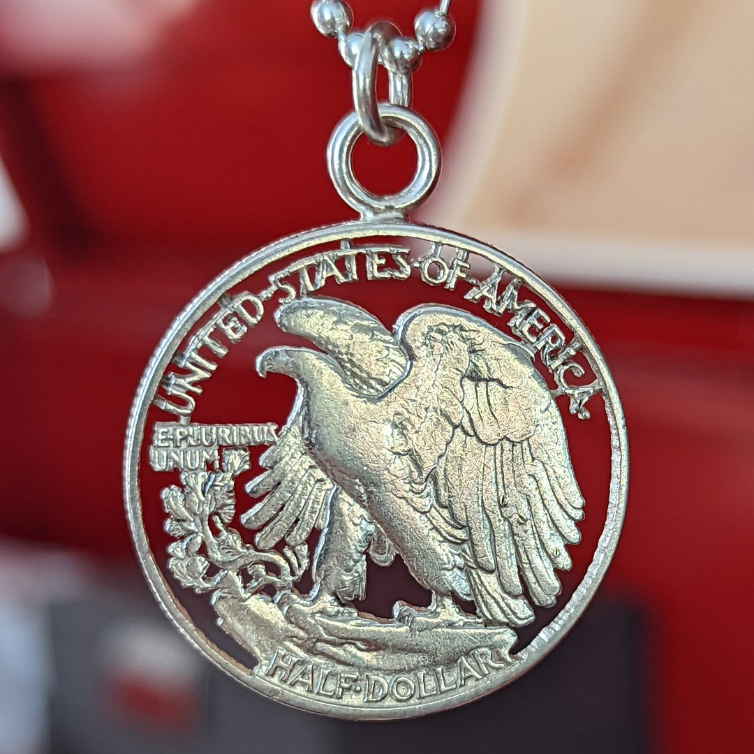 ◆VINTAGE HOLLYWOOD◆ Square Coin NecklaceVH25NNNE172V VH241 Vintage 1923 Luck Buck Swank Peace Key Chain Coin Boxed 90